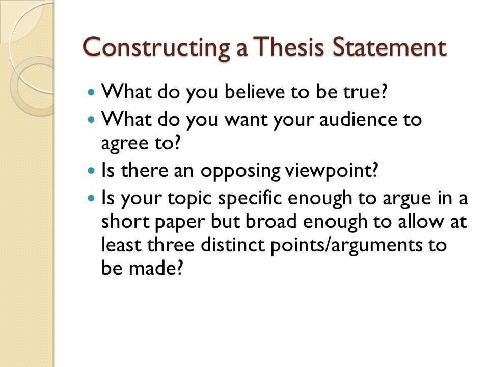 Constructing argumentative thesis